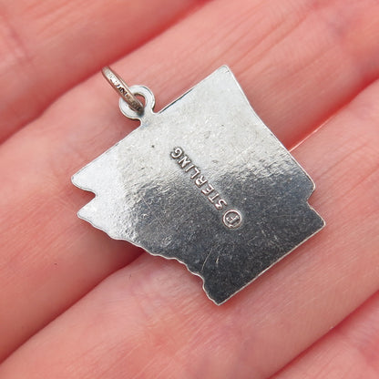 FRENCH & FRANKLIN 925 Sterling Silver Vintage Arkansas Map Mini Charm Pendant