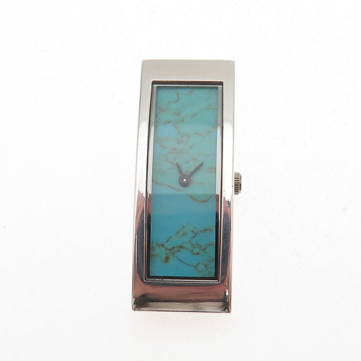Ecclissi 925 Sterling Silver Vintage Real Lone Mountain Turquoise Quartz Watch
