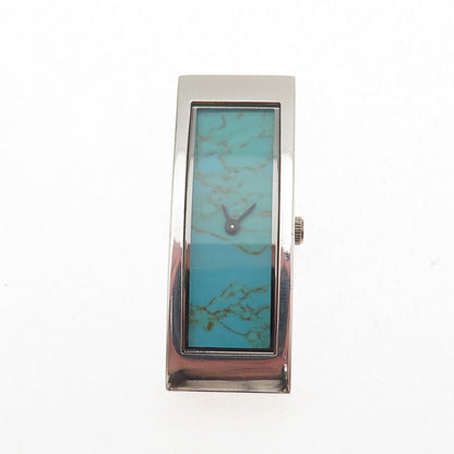 Ecclissi 925 Sterling Silver Vintage Real Lone Mountain Turquoise Quartz Watch
