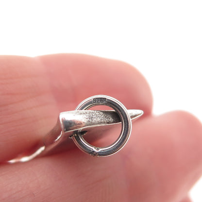 925 Sterling Silver Vintage Chef's Kitchen Knife Oxidized 3D Mini Charm Pendant
