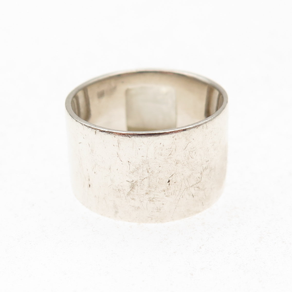 925 Sterling Silver Vintage Real Moonstone Modernist Oxidized Ring Size 9.25