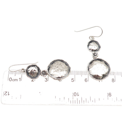 Or Paz PZ 925 Sterling Silver Vintage Israel Hammered Oxidized Dangle Earrings