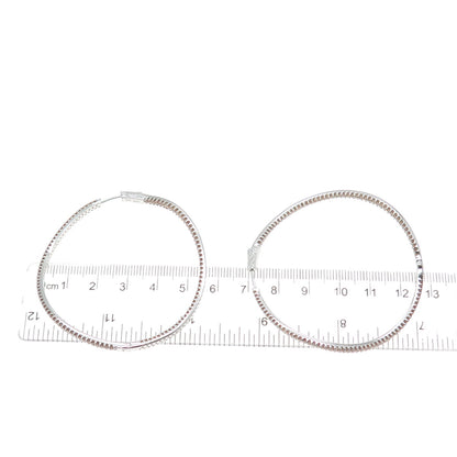 KLEO 925 Sterling Silver Round-Cut Cognac C Z In & Out Wavy Large Hoop Earrings