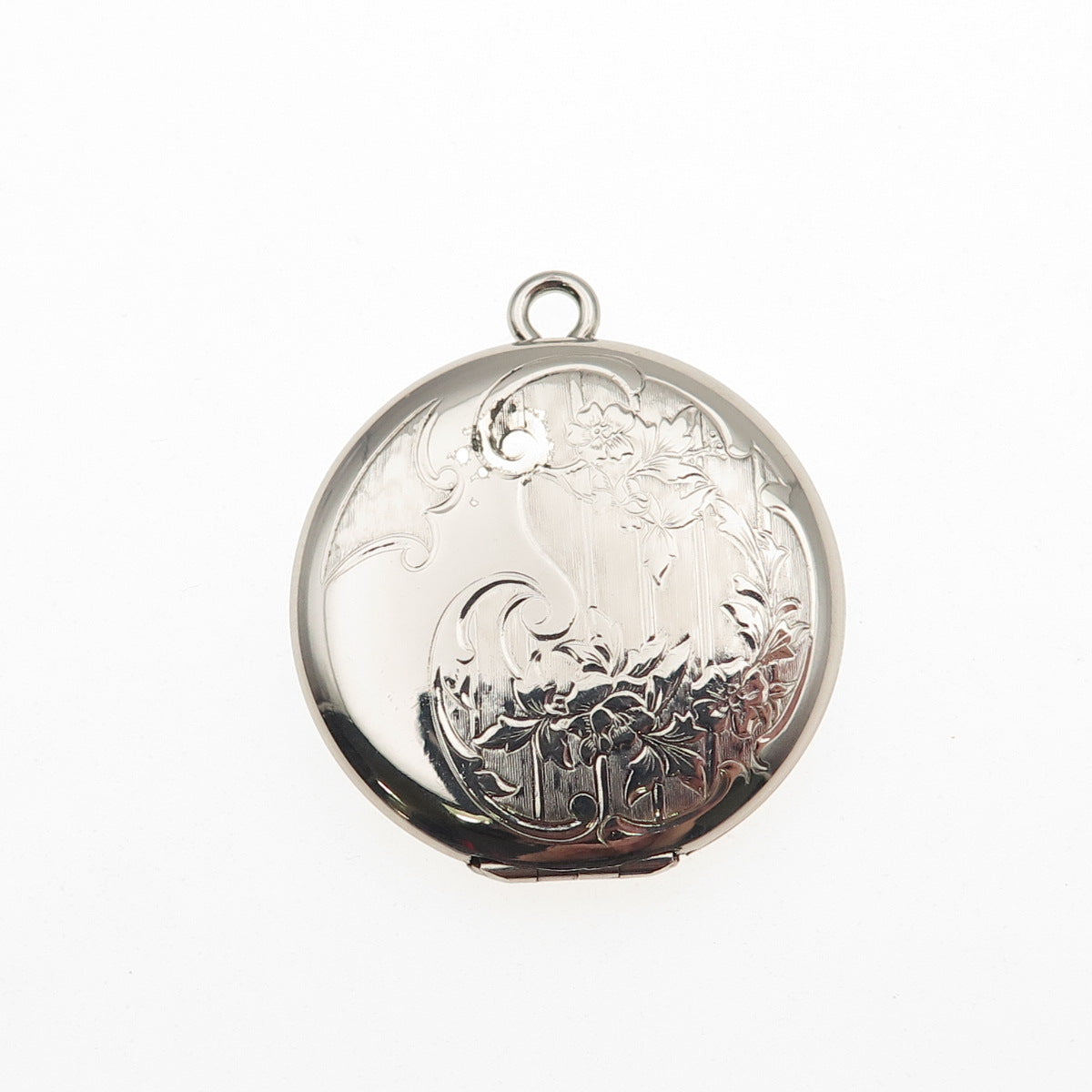Danecraft 925 Sterling Silver Antique Art Deco Engraved Floral Locket Pendant