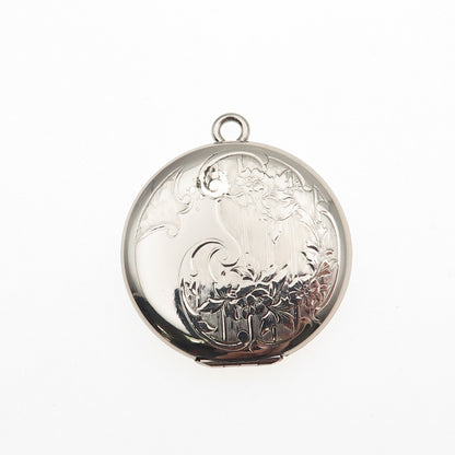 Danecraft 925 Sterling Silver Antique Art Deco Engraved Floral Locket Pendant