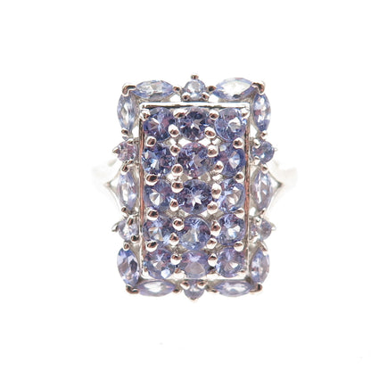 Chuck Clemency 925 Sterling Silver Real Tanzanite Cluster Ring Size 8.25