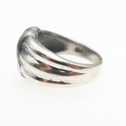 925 Sterling Silver Vintage Italy Modernist Oxidized Ring Size 6