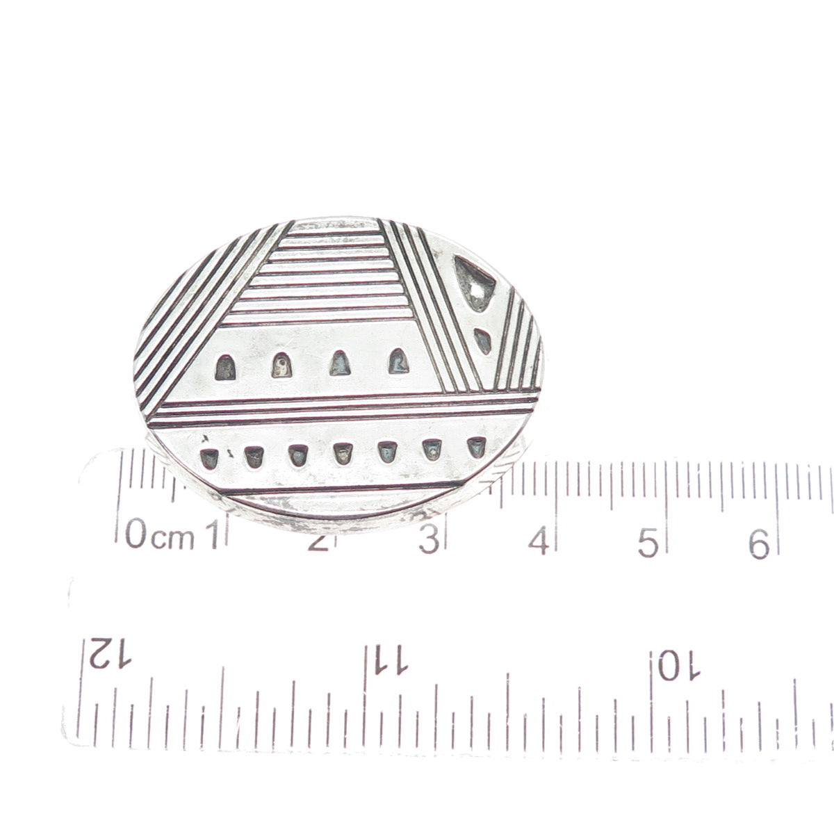 BEAU 925 Sterling Silver Vintage Ethnic Oxidized Pin Brooch