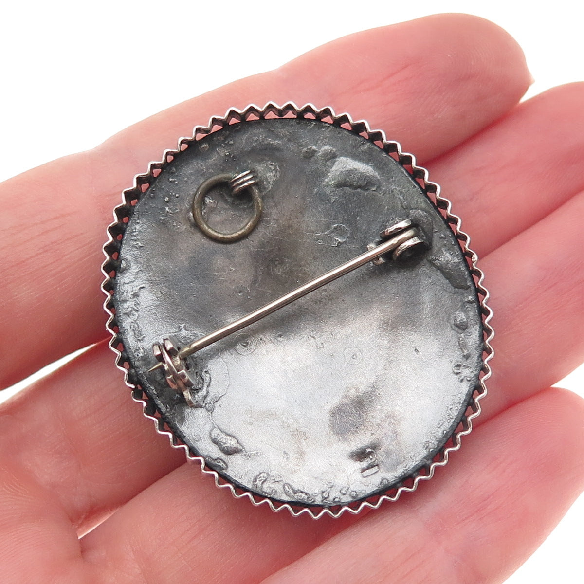 925 Sterling Silver Vintage Israel Real Carnelian Cannetille Pin Brooch Pendant