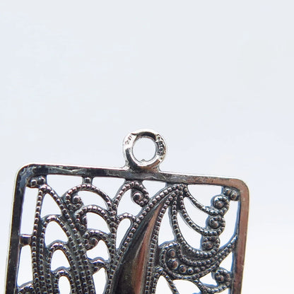 925 Sterling Silver Vintage Filigree Panel Link Bracelet 7"