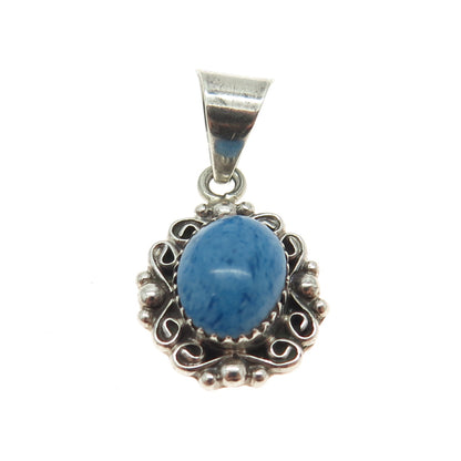 NELSON BURBANK 925 Sterling Silver Vintage Southwestern Denim Lapis Gem Pendant