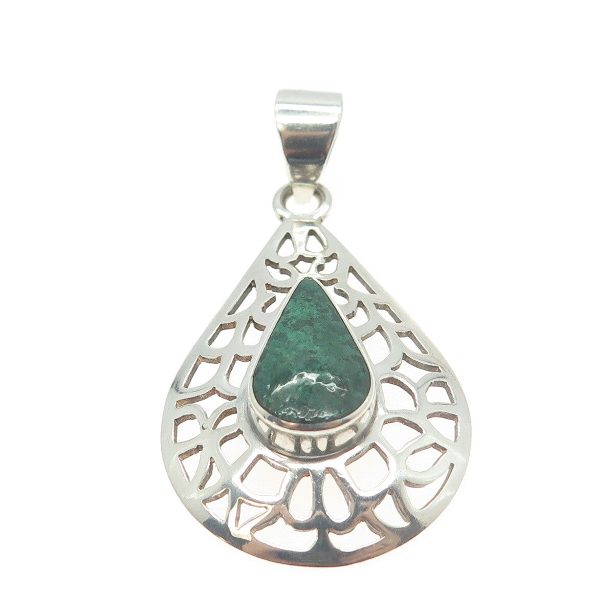 925 Sterling Silver Vintage Real Maw Sit Sit Gemstone Ornate Pendant
