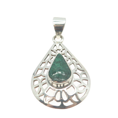 925 Sterling Silver Vintage Real Maw Sit Sit Gemstone Ornate Pendant
