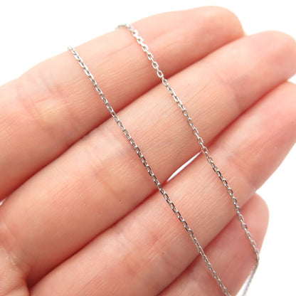 925 Sterling Silver / 10K Italy CI Real Diamond Heart Rolo Chain Necklace 18"