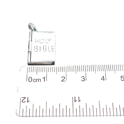 925 Sterling Silver Vintage Holy Bible Praying Box Locket Charm Pendant