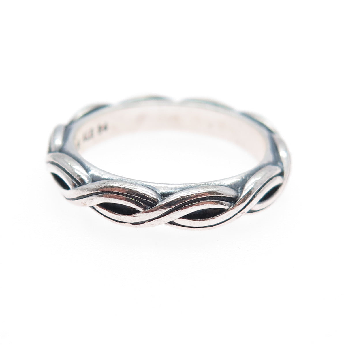 PANDORA 925 Sterling Silver Oxidized Twisted Band Ring Size 6.75