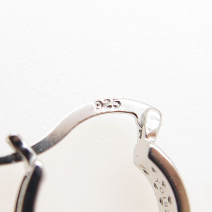 925 Sterling Silver Round-Cut C Z Hoop Earrings