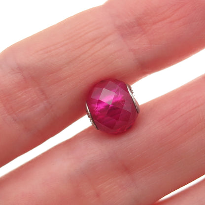 Pandora 925 Sterling Silver Lab-Created Ruby Essence Happiness Slide Bead Charm