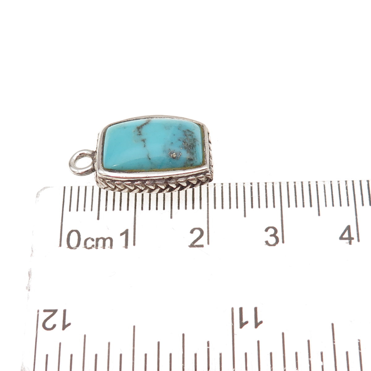 Barse 925 Sterling Silver Vintage Real Turquoise Oxidized Charm Pendant