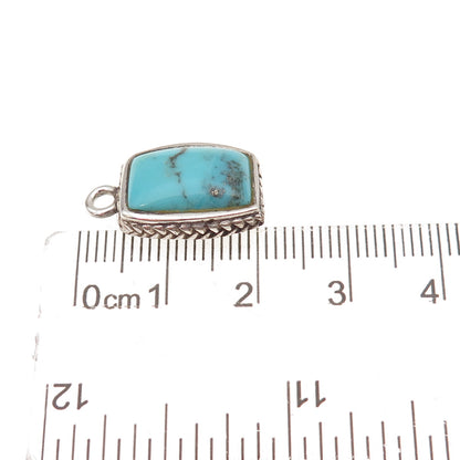 Barse 925 Sterling Silver Vintage Real Turquoise Oxidized Charm Pendant