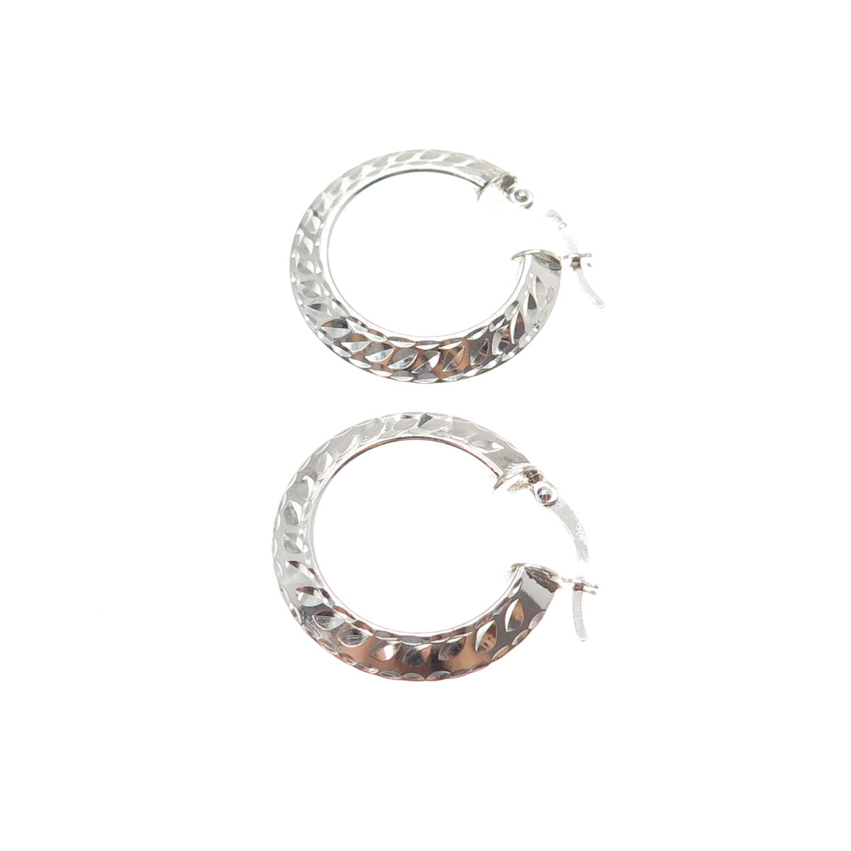 925 Sterling Silver Vintage Diamond-Cut Hoop Earrings