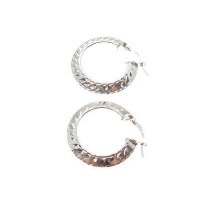 925 Sterling Silver Vintage Diamond-Cut Hoop Earrings