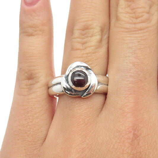 925 Sterling Silver Vintage Real Tourmaline Floral Ring Size 7.75