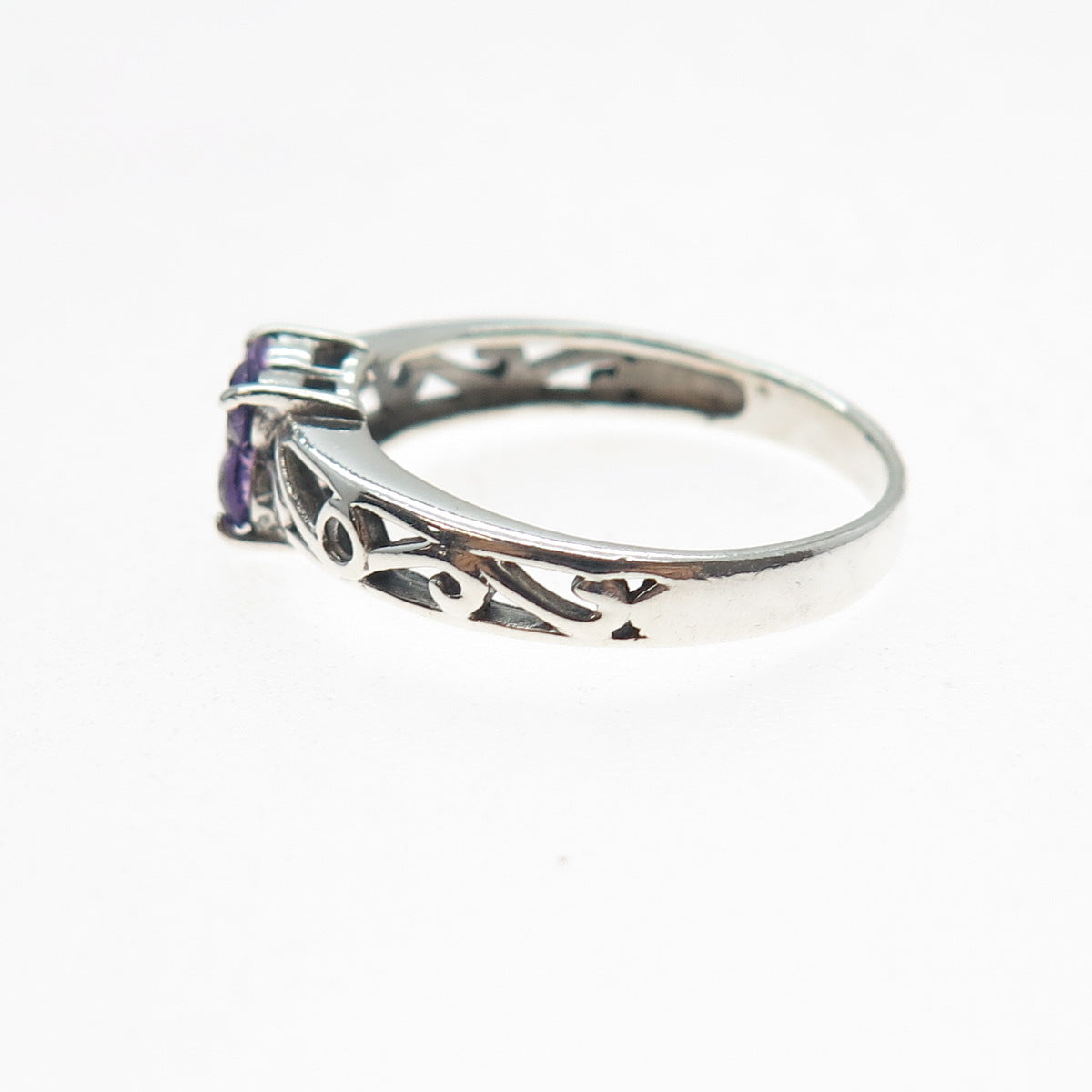 JACKSON HOLE 925 Sterling Silver Vintage Real Amethyst Swirl Ring Size 9