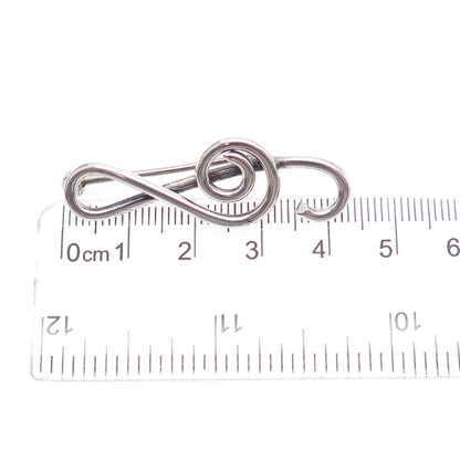 925 Sterling Silver Antique Art Deco Treble Clef Music Note Hollow Pin Brooch