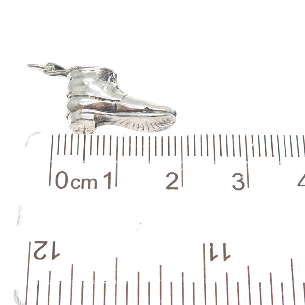 925 Sterling Silver Antique Art Deco Boot Shoe Minimalist 3D Charm Pendant