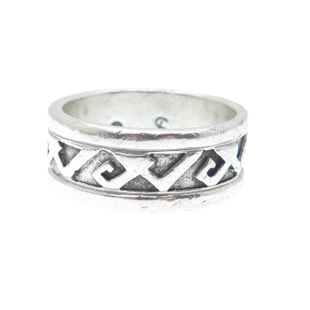 SHUBE 925 Sterling Silver Vintage Spiral Oxidized Band Ring Size 8.25