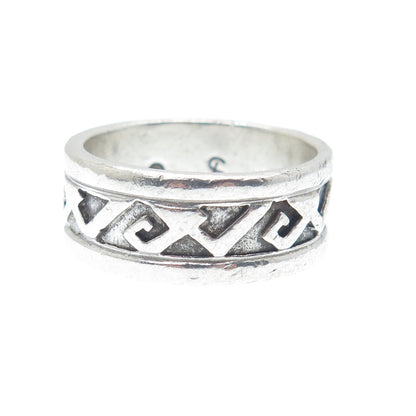 SHUBE 925 Sterling Silver Vintage Spiral Oxidized Band Ring Size 8.25