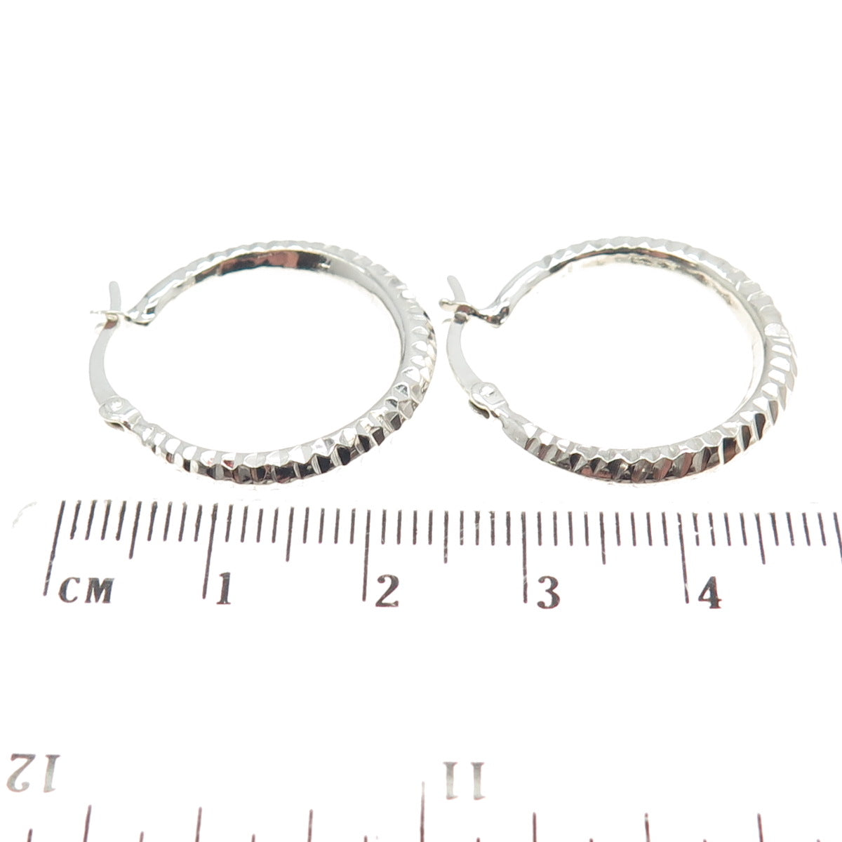 HANIN 925 Sterling Silver Textured Hinged Hoop Earrings