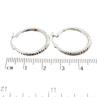 HANIN 925 Sterling Silver Textured Hinged Hoop Earrings