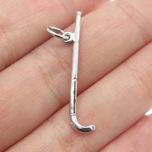 925 Sterling Silver Antique Art Deco Hockey Stick 3D Pendant