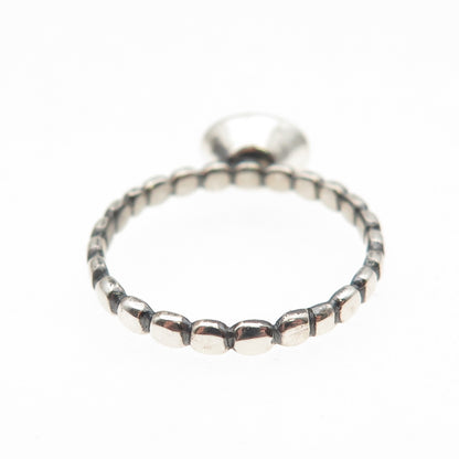 925 Sterling Silver Vintage Real Oval-Cut Amethyst Bubble Ring Size 7.25