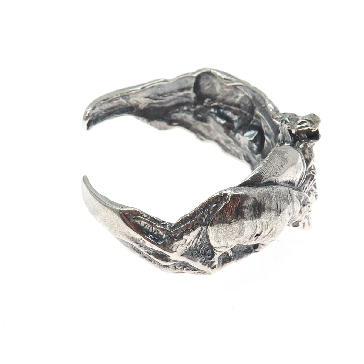 925 Sterling Silver Vintage Hippo Modernist Oxidized Adjustable Bracelet 6.25"