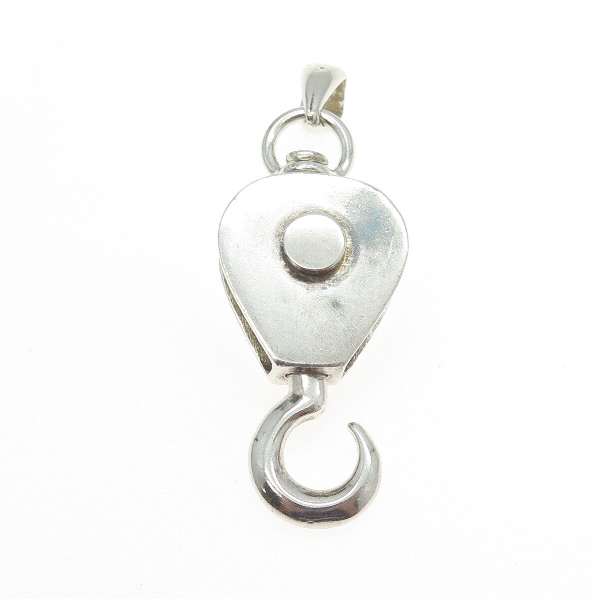 925 Sterling Silver Vintage Italy Hook Pendant