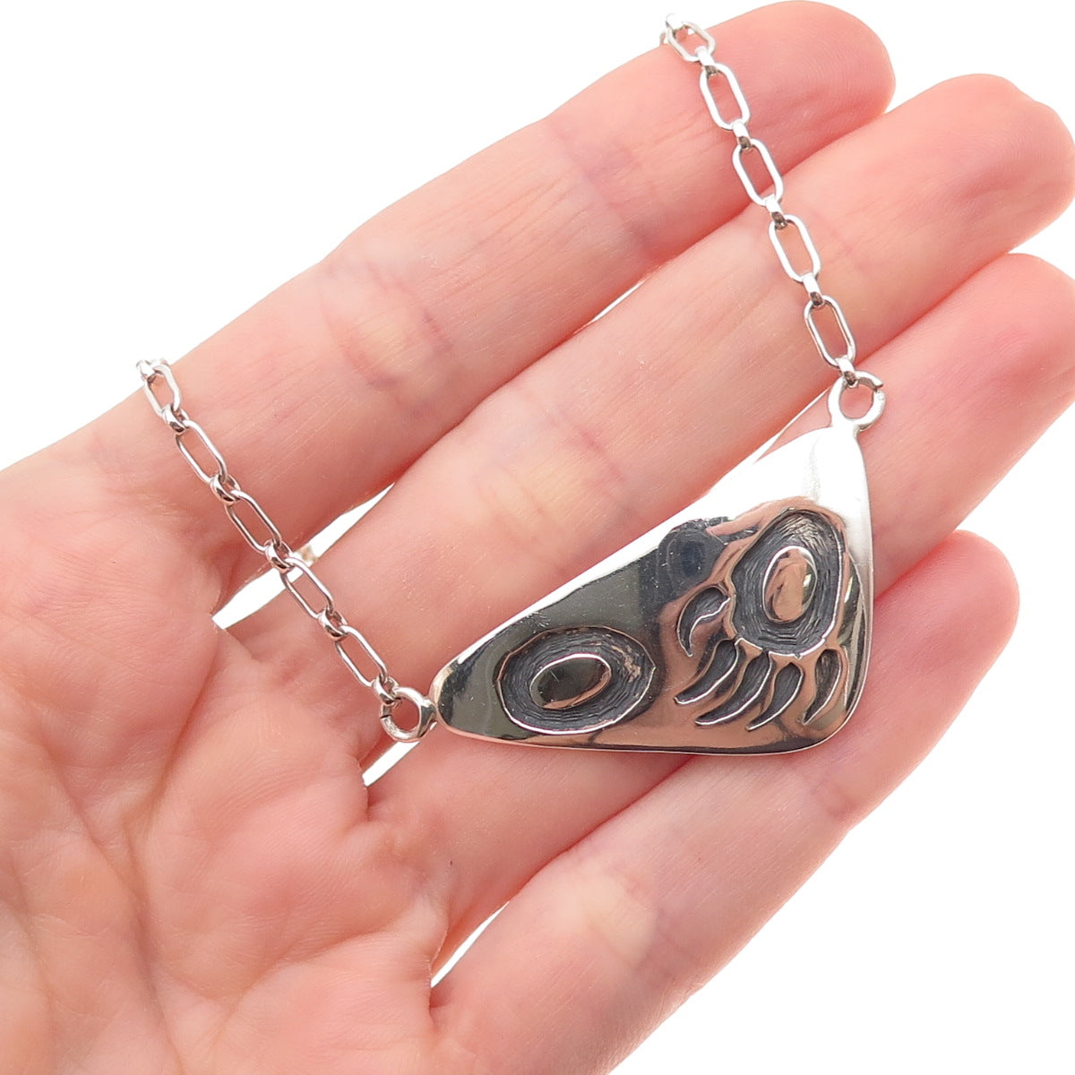 Old Pawn Hopi 925 Sterling Silver Vintage Bear Paw Tribal Chain Necklace 16"