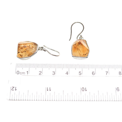 STARBORN 925 Sterling Silver Vintage Real Citrine Modernist Dangle Earrings