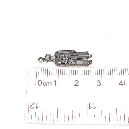 DANECRAFT 925 Sterling Silver Vintage Graduation Oxidized Charm Pendant