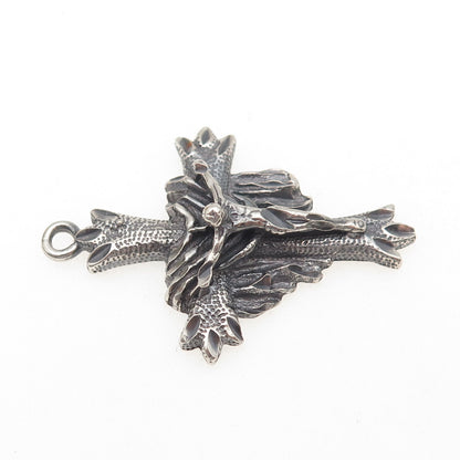 925 Sterling Silver Vintage Crucifix Cross Oxidized Pendant
