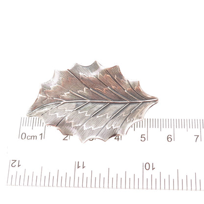 Beau 925 Sterling Silver Antique Art Deco Floral Leaf Oxidized Pin Brooch