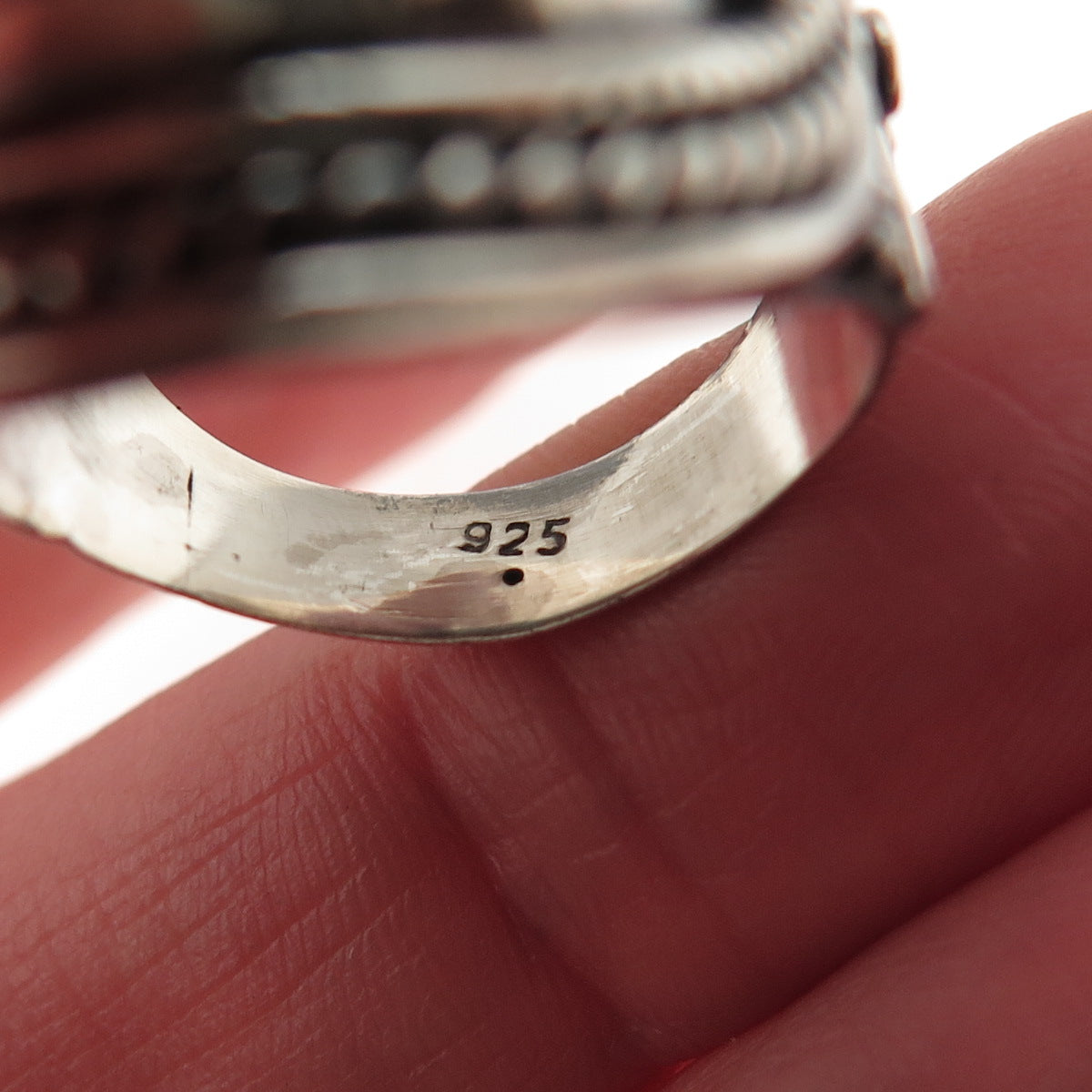 925 Sterling Silver Vintage Real Kingman Turquoise Oxidized Ring Size 6.5