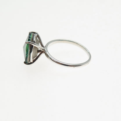 D'Joy 925 Sterling Silver Round-Cut Green Crystal Ring Size 6