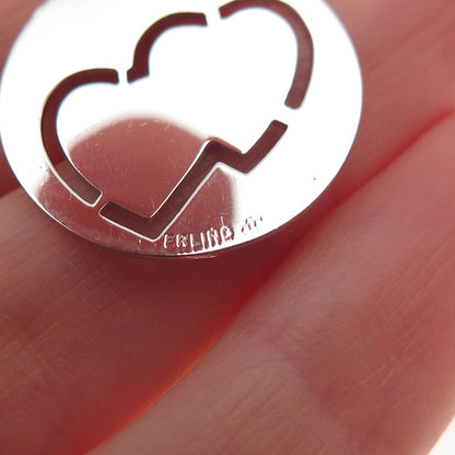 Griffith & Sons 925 Sterling Silver Vintage Couple Heart Charm Pendant