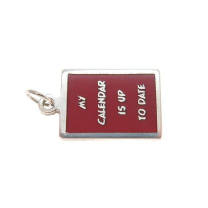 925 Sterling Silver Enamel My Calendar Is Up To Date Minimalist Charm Pendant