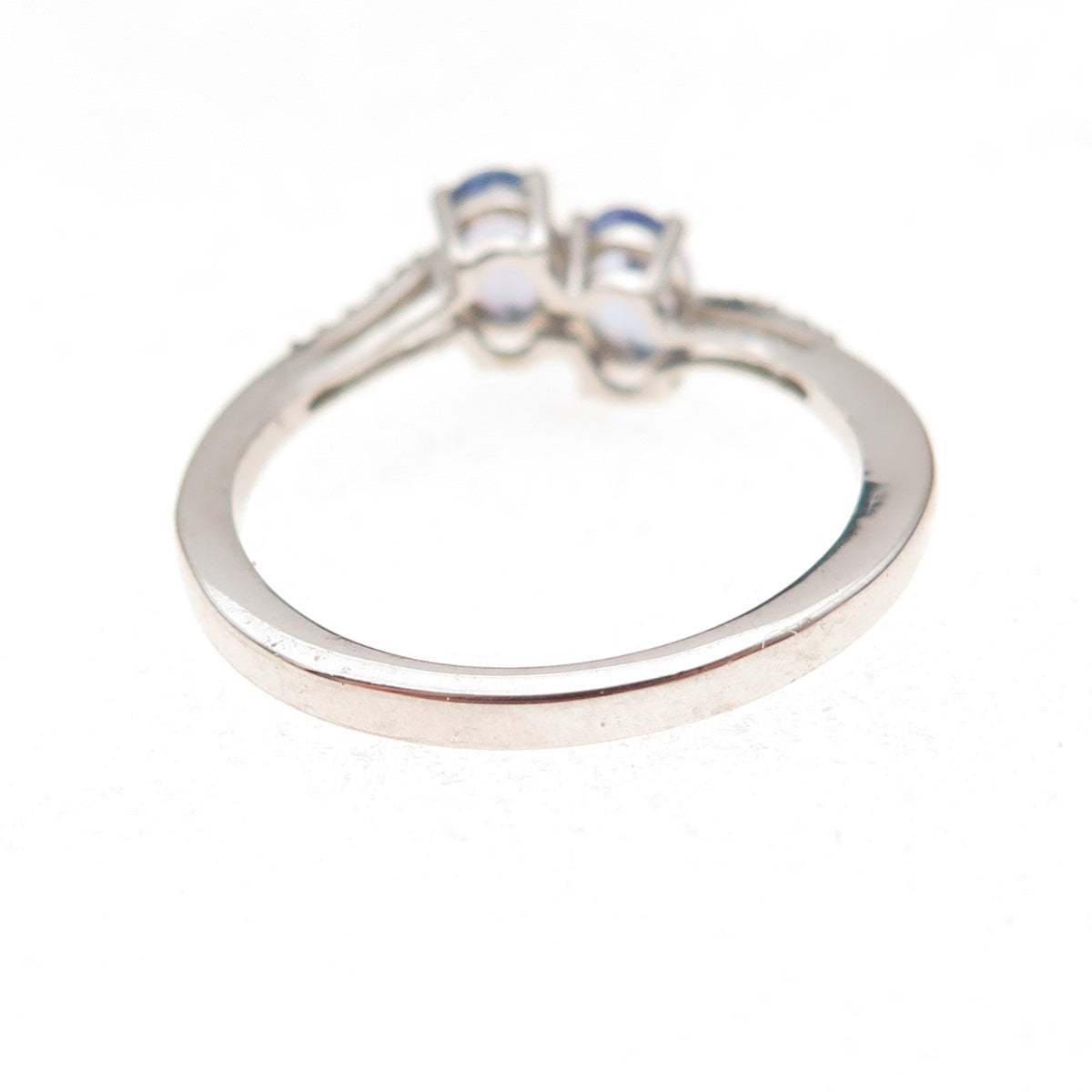Chuck Clemency 925 Sterling Silver Real Tanzanite & White Topaz Ring Size 8.25