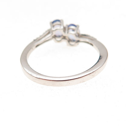 Chuck Clemency 925 Sterling Silver Real Tanzanite & White Topaz Ring Size 8.25