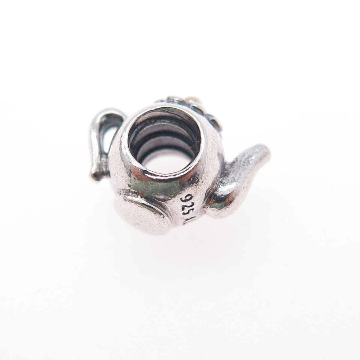 PANDORA 925 Sterling Silver & Gold Teapot Slide Bead Charm